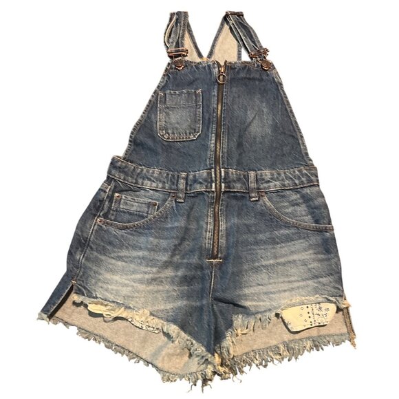 Free People Sunkiss Shorts Overall Denim Size 6 - Picture 2 of 8